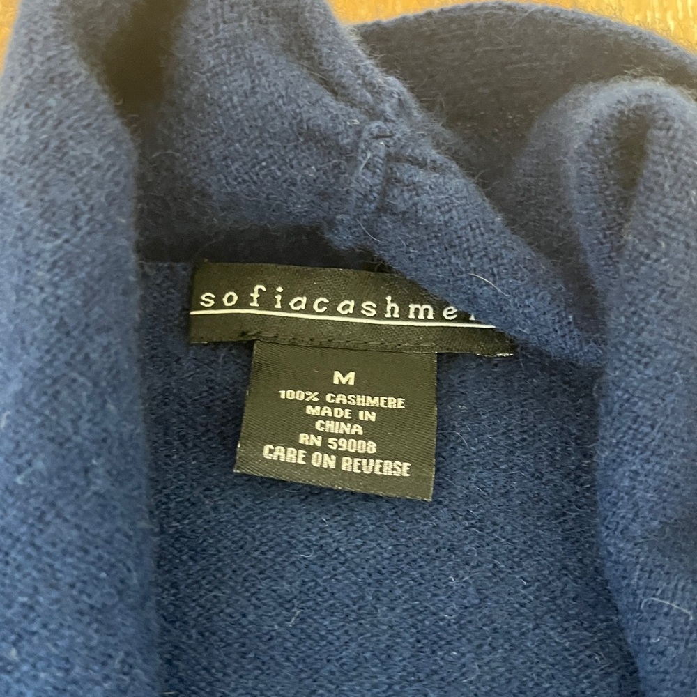 Sofia Cashmere faux wrap Navy Sweater - Picture 4 of 7